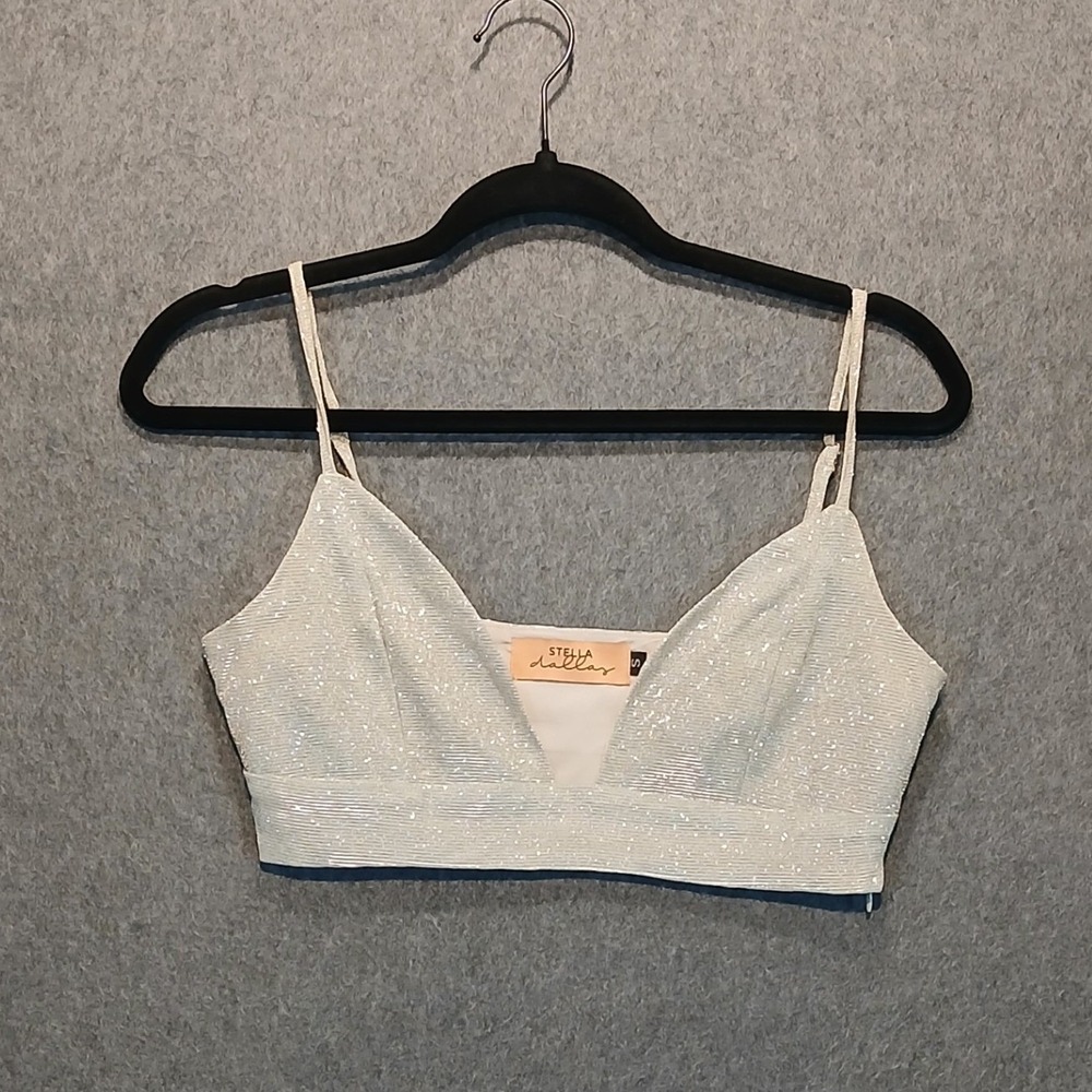Stella Dallas S glittery bralette side zip crop glam y2k 90s chic sleaze Kesha